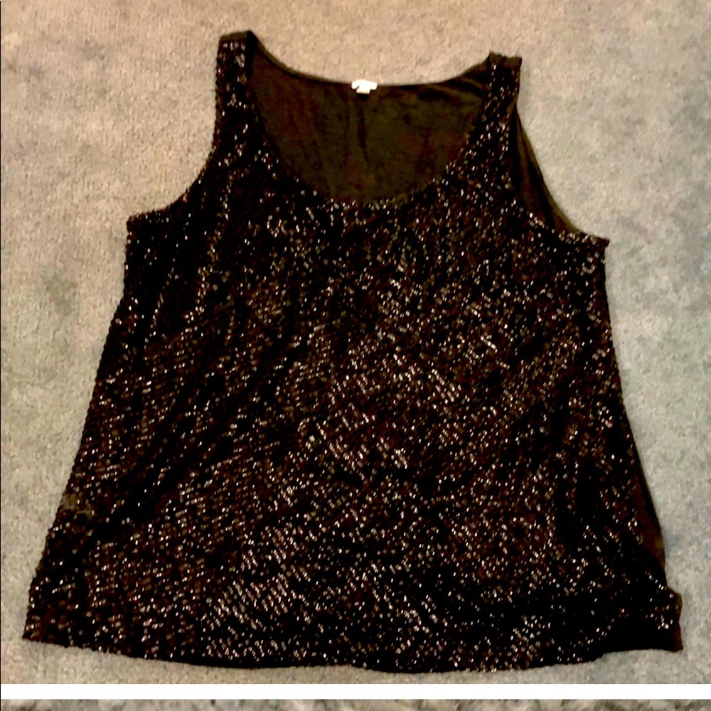 Black tank top/ stretch cami with rhinestones.
